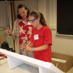 kids trying out equipment with Sandi Bacon